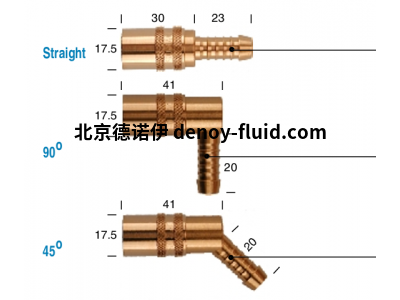 DYROS黄铜连接器，6mm通行能力，用于水、油脂、空气、油等
